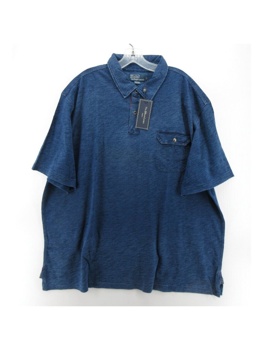 Polo Ralph Lauren Polo Shirt 2XB Big Indigo Pullover Pocket Slub Knit